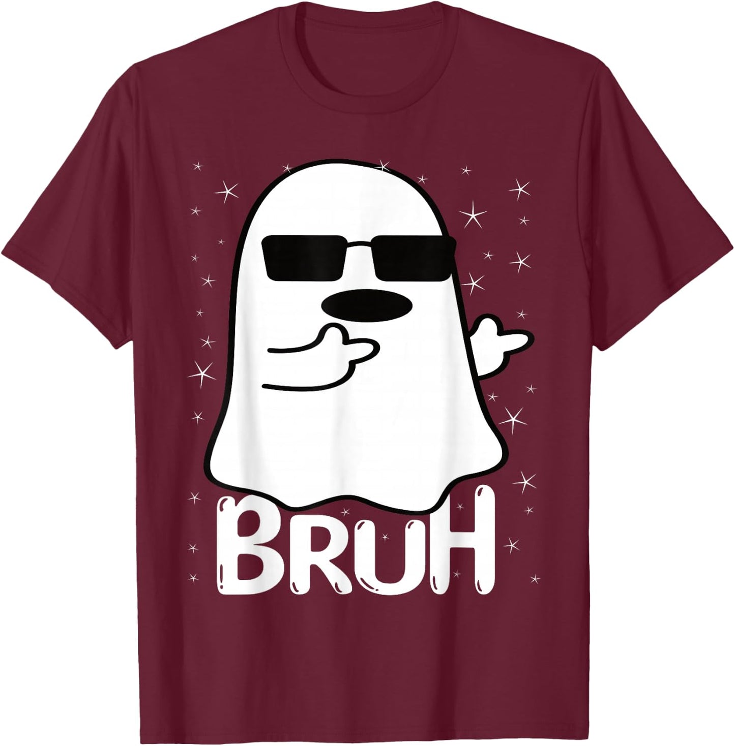 Bruh Ghost Funny Halloween Costume Men Kids Boys T-Shirt - T-Shirt | Maroon