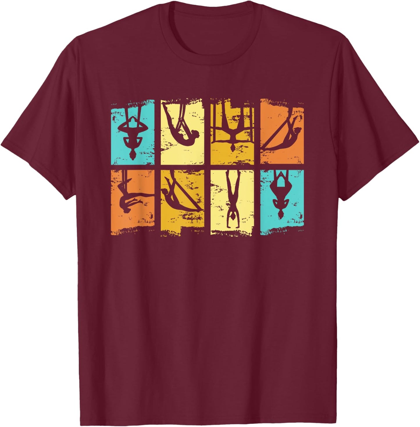 Vintage Aerialists Retro Aerial Silk Acrobatics Dance Circus T-Shirt - T-Shirt | Maroon