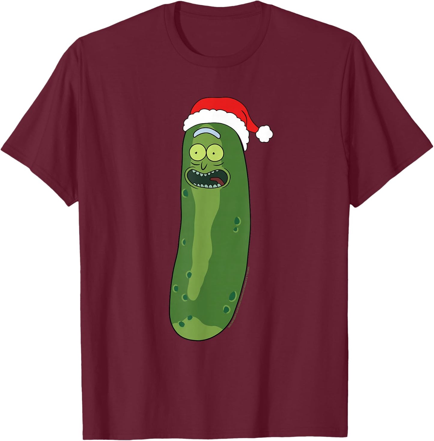 Rick and Morty Christmas, Merry Rickmas With Pickle Rick T-Shirt - T-Shirt | Maroon