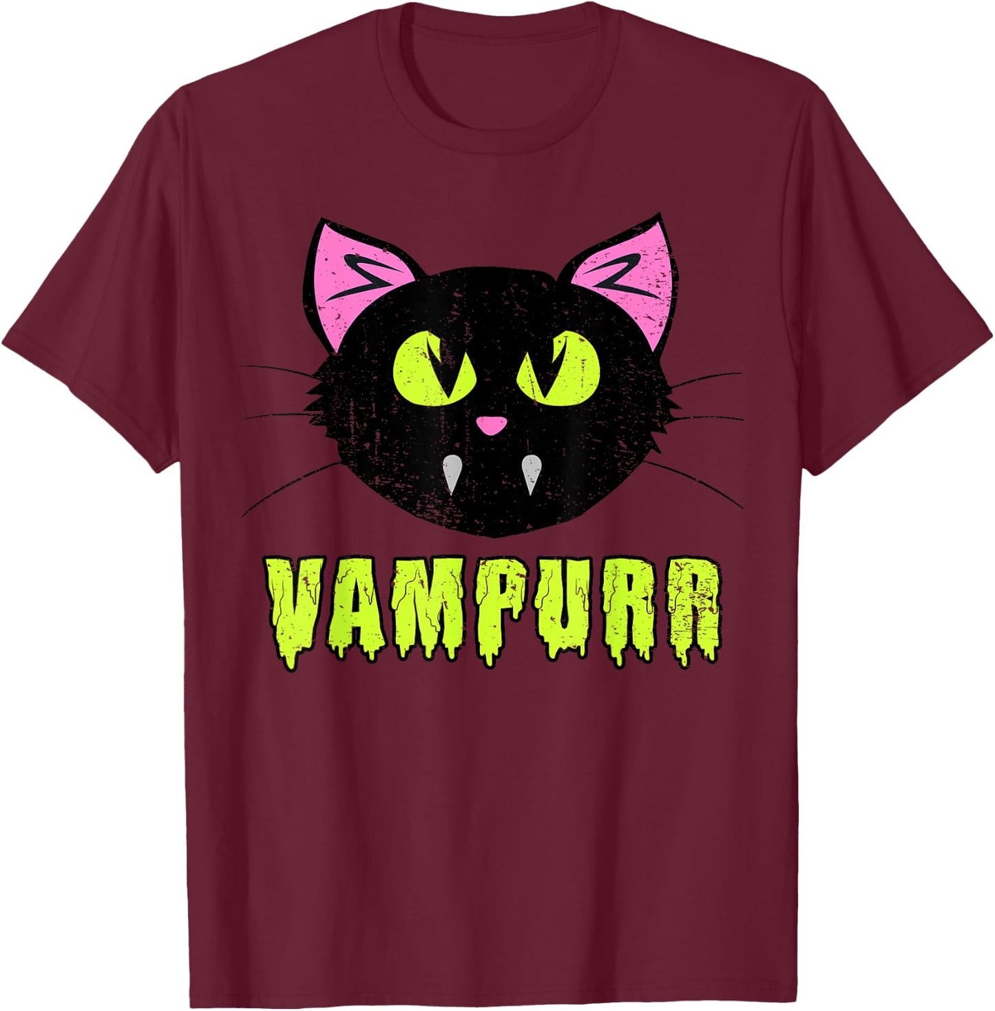 Vampurr Vampire Black Cat-Shirt Funny Lazy Halloween Costume T-Shirt - T-Shirt | Maroon
