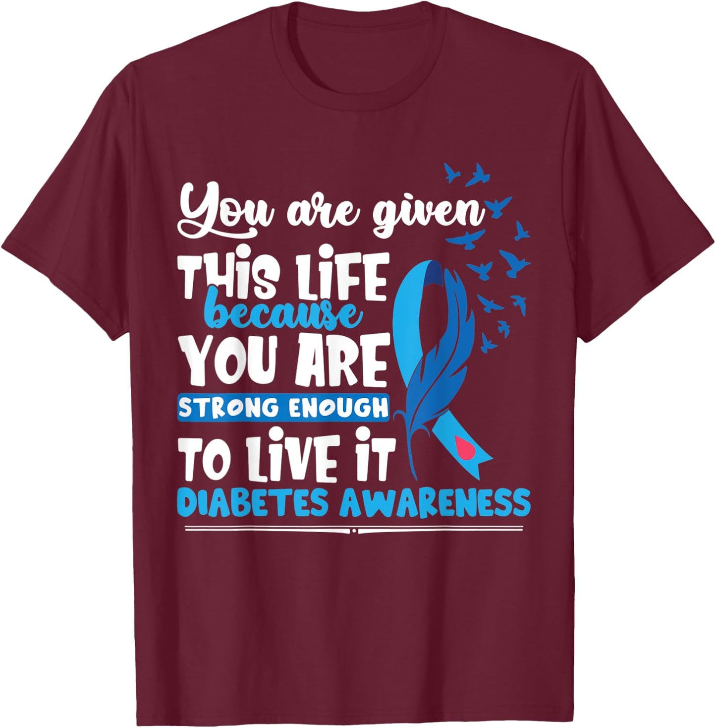 T1D Diabetes Awareness T-Shirt - T-Shirt | Maroon
