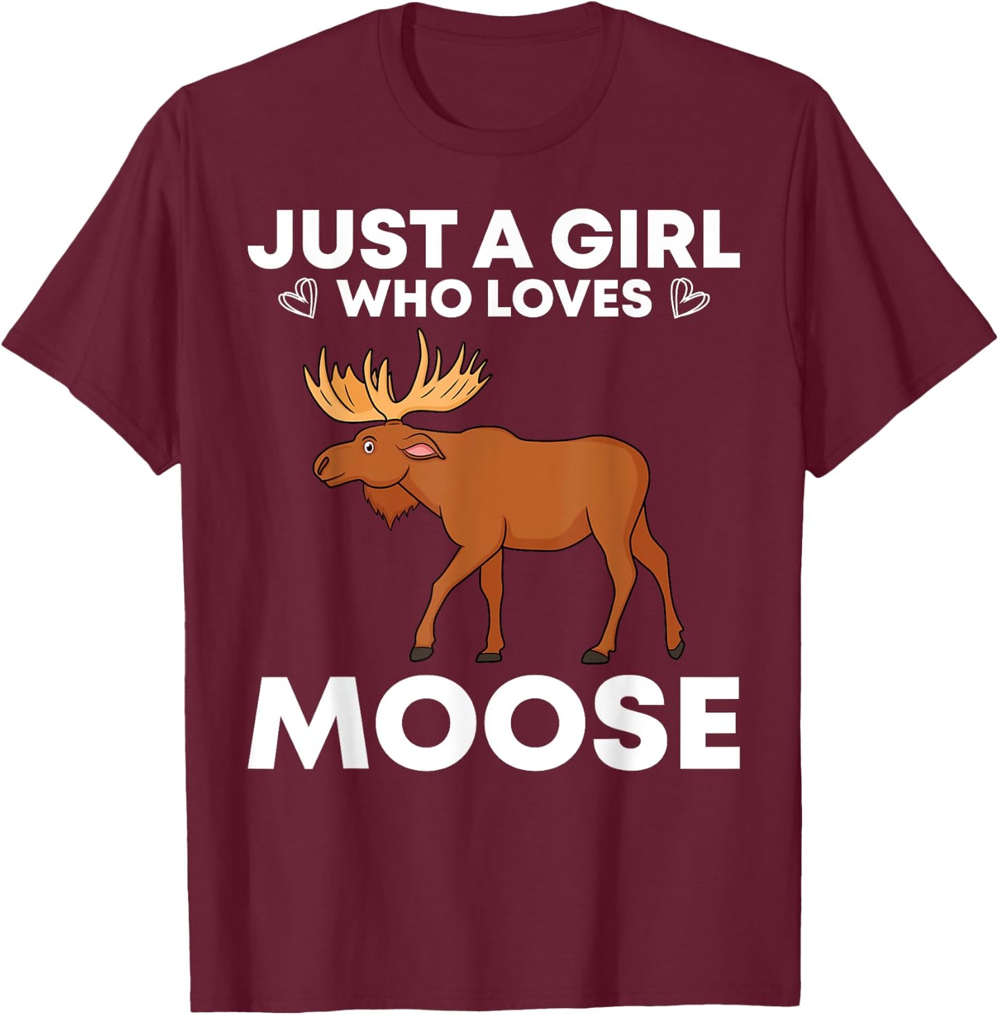 Funny Moose Girls Antler Alces Elk Forest Animal T-Shirt - T-Shirt | Maroon