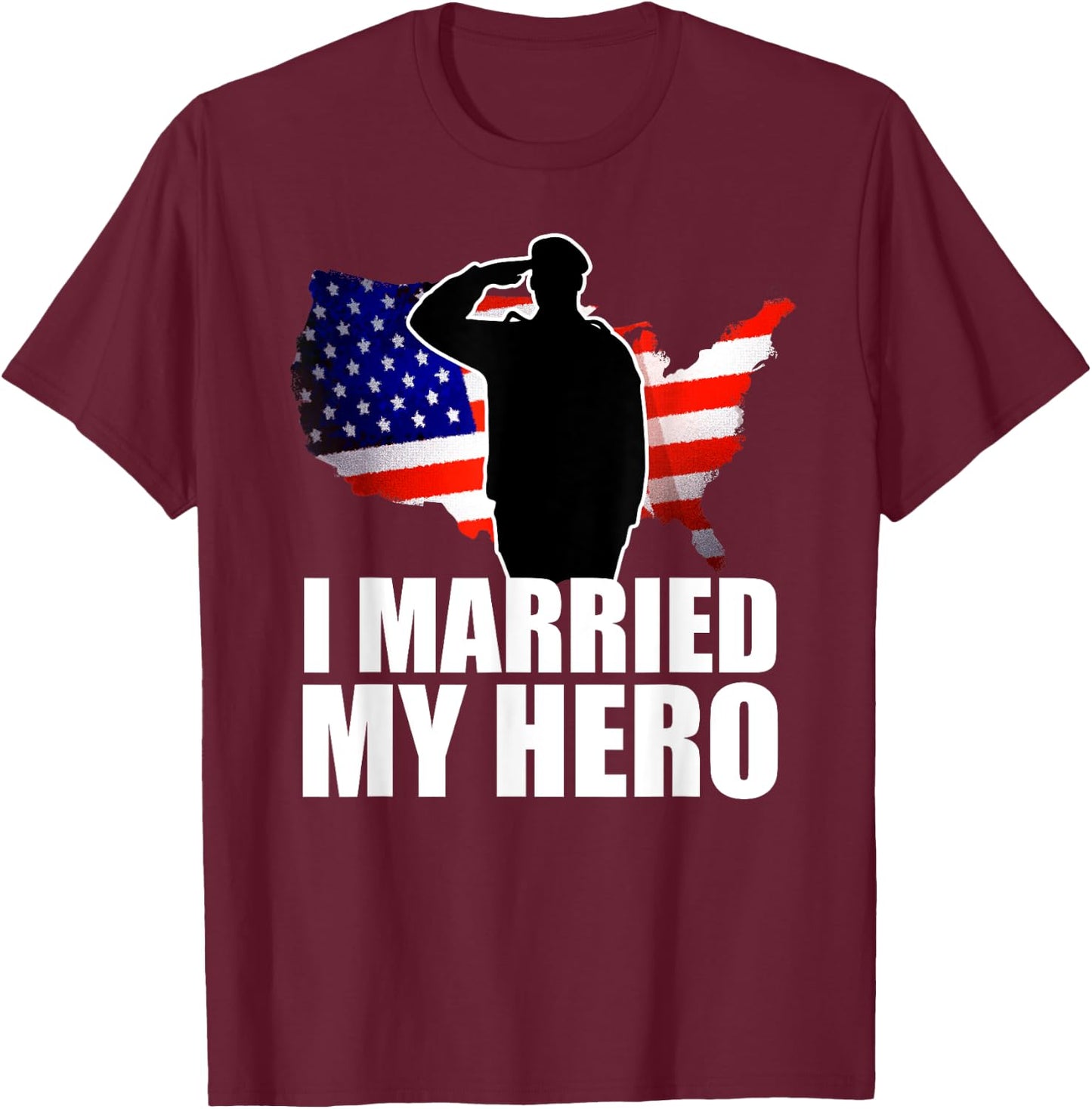 Patriotic American Flag Veteran Military Wife Support Women T-Shirt - T-Shirt | Maroon