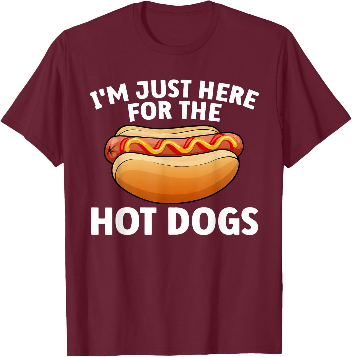 Funny Hotdog Women Kids Food Hot Dog Lovers Foodie T-Shirt - T-Shirt | Maroon