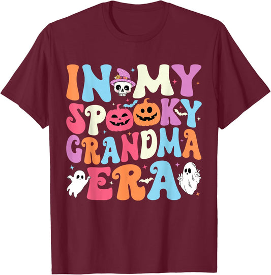 In My Spooky Grandma Era Halloween Groovy Grandma Halloween T-Shirt - T-Shirt | Maroon