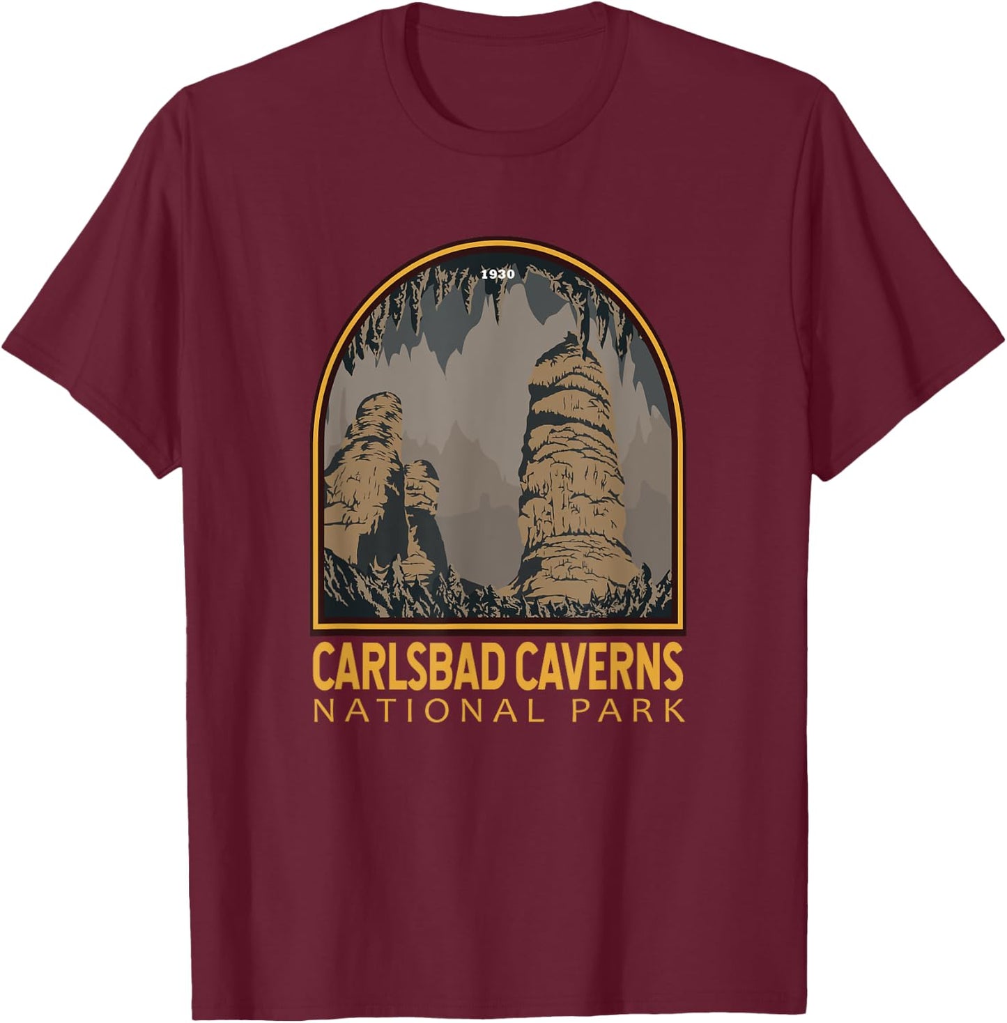 Carlsbad Caverns National Park Vintage Emblem T-Shirt - T-Shirt | Maroon