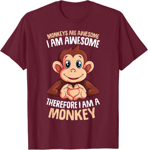 Monkeys Are Awesome Monkey Boys Girls Kids T-Shirt - T-Shirt | Maroon