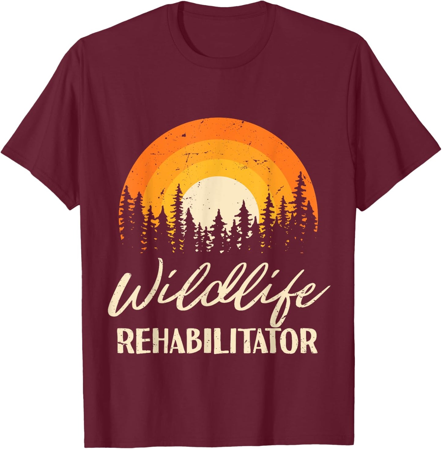 Vintage Wildlife Rehabilitator Rehabilitation Wildlife Day T-Shirt - T-Shirt | Maroon