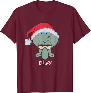Spongebob Squarepants Squidward Christmas Joy T-Shirt - T-Shirt | Maroon