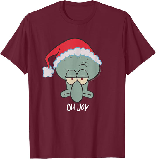 Spongebob Squarepants Squidward Christmas Joy T-Shirt - T-Shirt | Maroon