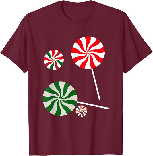 Christmas Peppermint Christmas Candy T-Shirt - T-Shirt | Maroon