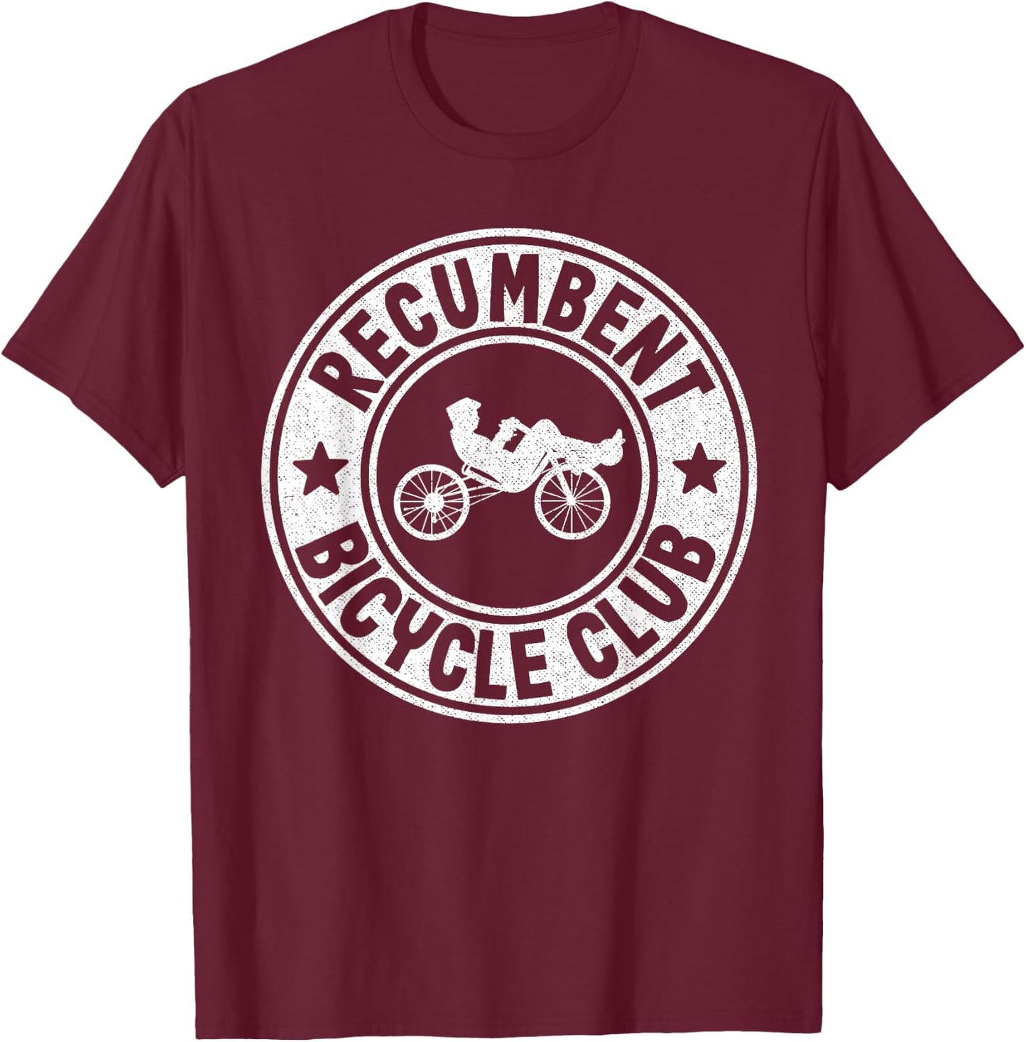 Recumbent Bicycle Club Logo Trike Bike Velomobile Cyclist T-Shirt - T-Shirt | Maroon