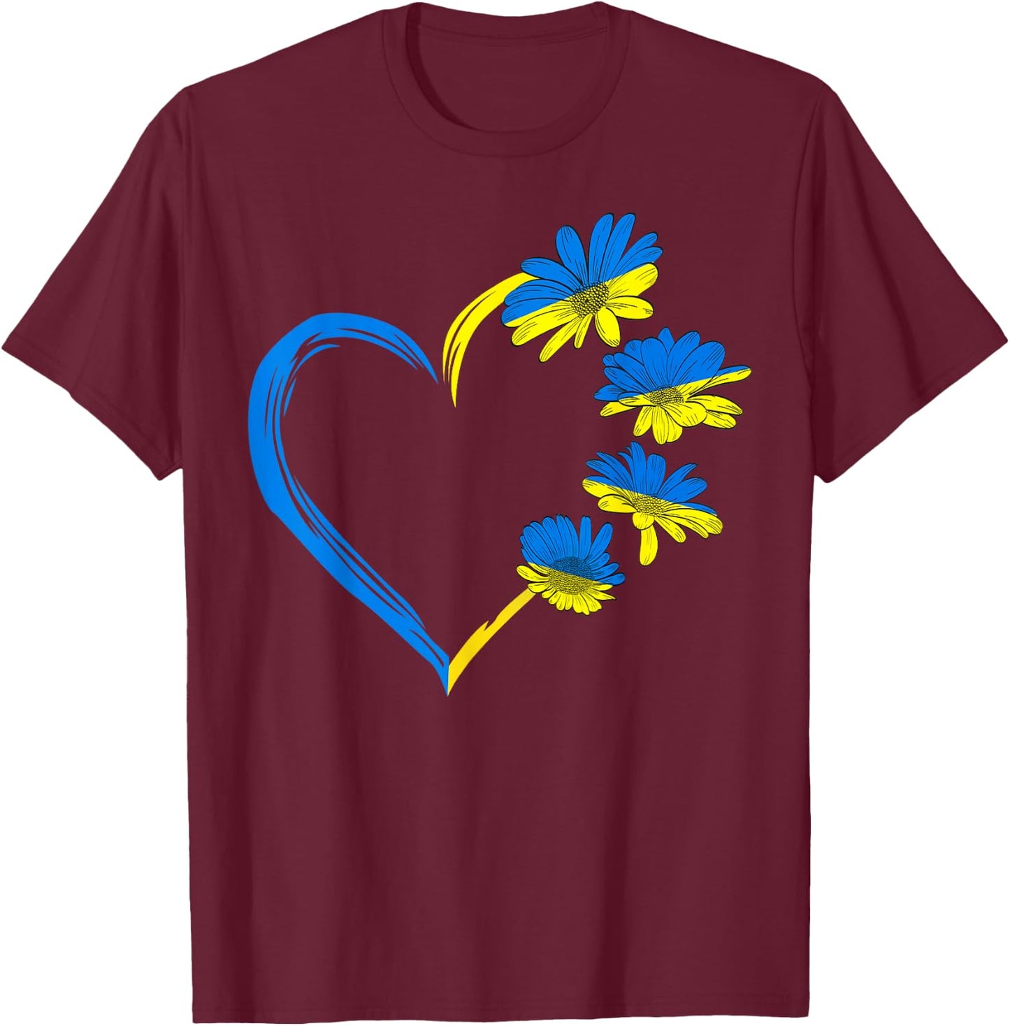 Ukraine Flag Sunflower Vintage Ukrainian Lovers Ukraine T-Shirt - T-Shirt | Maroon