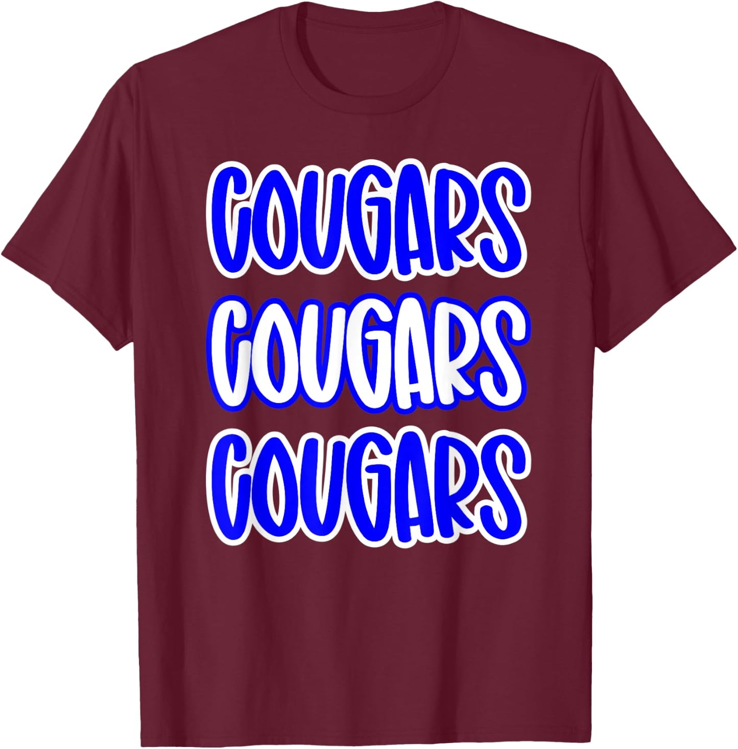 Cougars Repeating School Spirit Blue White T-Shirt - T-Shirt | Maroon