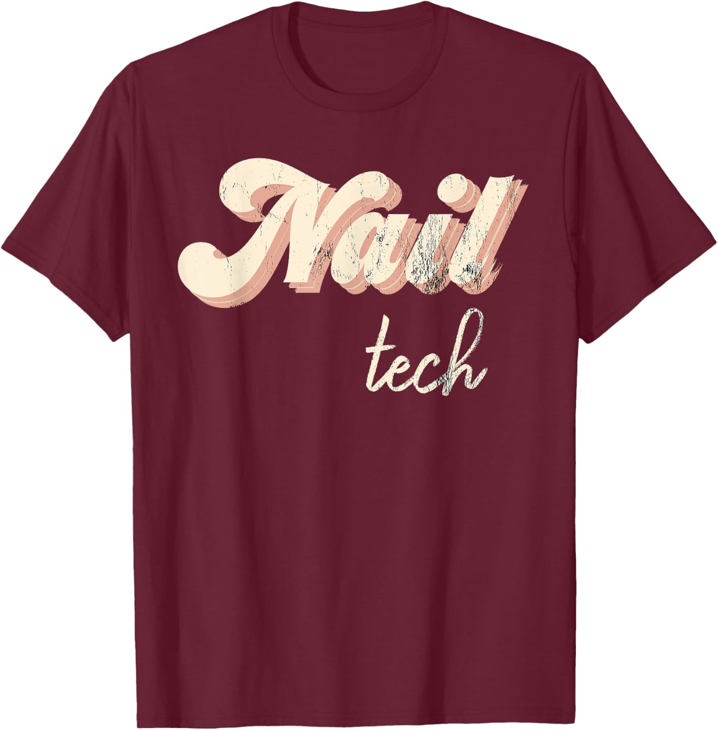 Vintage Nail Technician Retro Nail Hustler Nail Tech T-Shirt - T-Shirt | Maroon