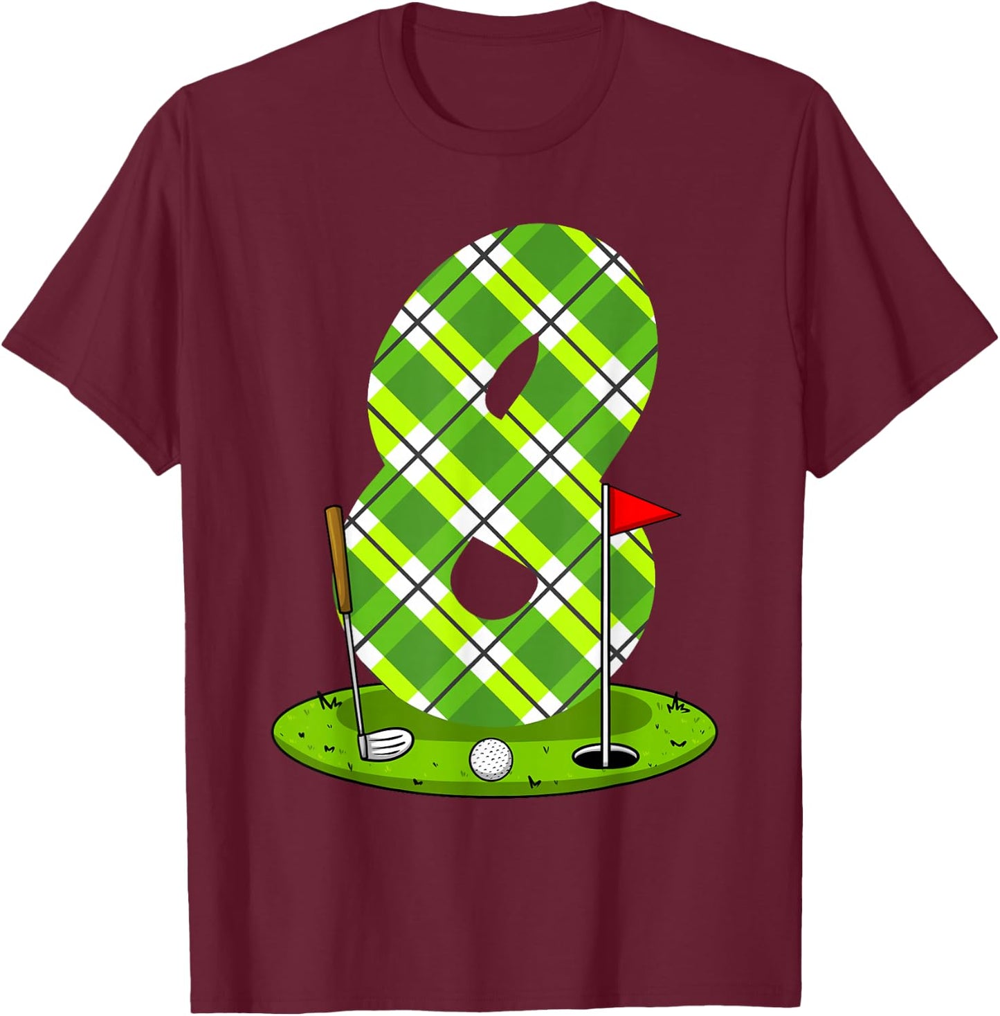 Golf Birthday Shirt For Kids 8th Birthday Party Golfer T-Shirt - T-Shirt | Maroon