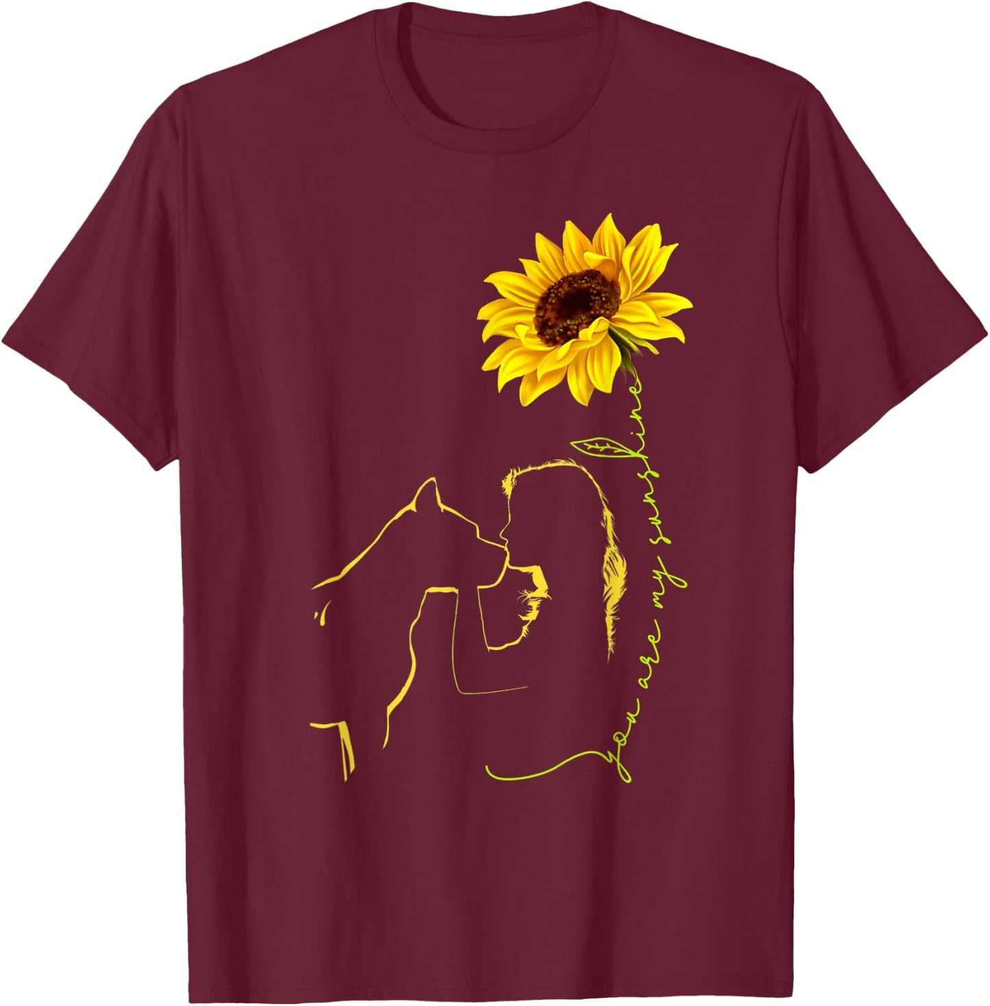 Pitbull Mom you're my sunshine sunflower pitbull dog lover Men Women T-Shirt - T-Shirt | Maroon