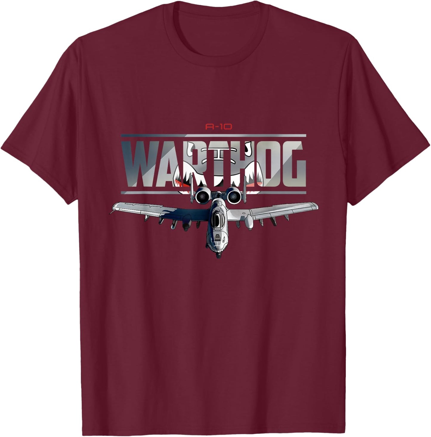 American Military Airplane Warthog Pilot T-Shirt - T-Shirt | Maroon