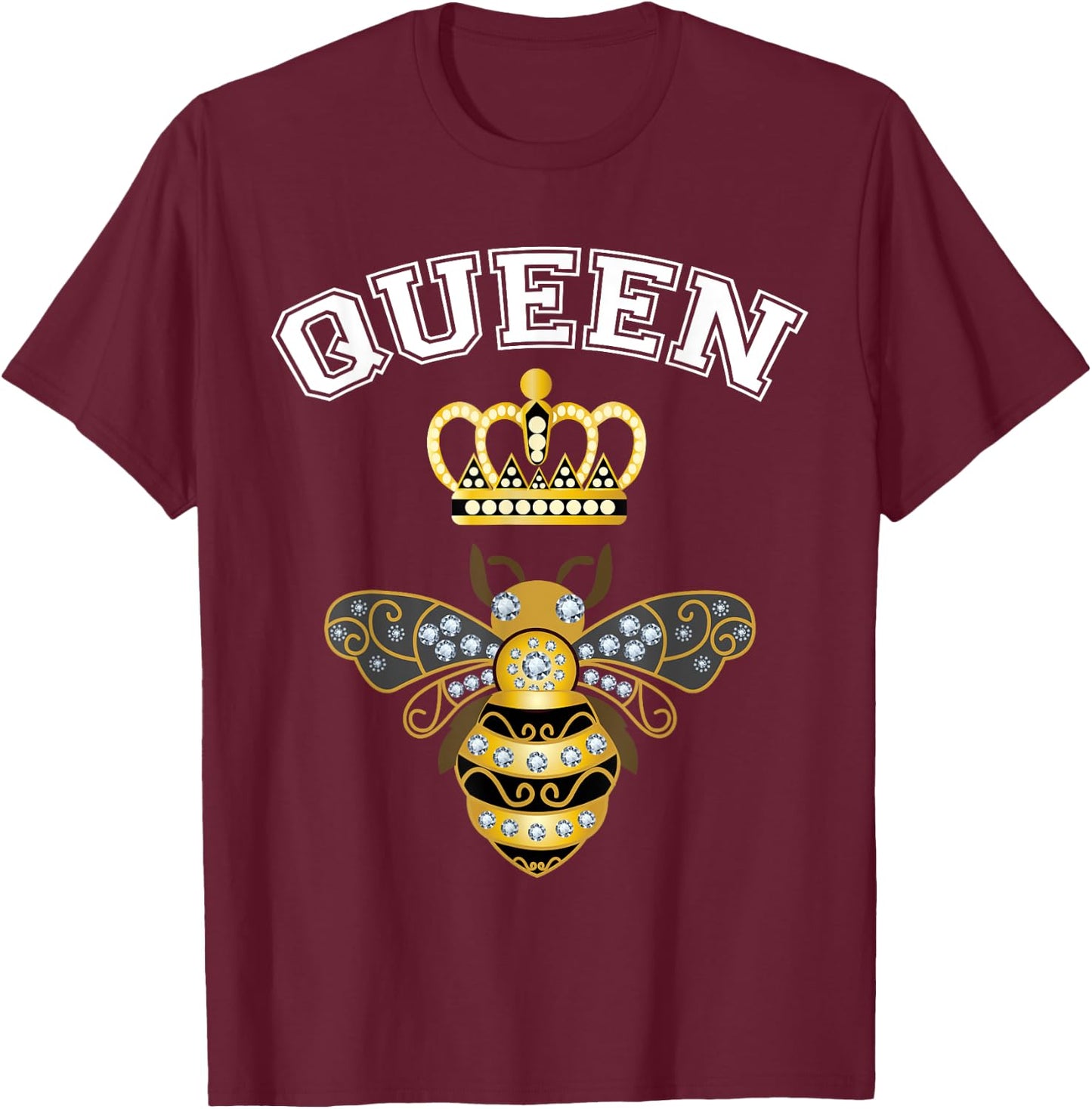 Queen Bee Crown Women Men Girls Honey Hive Beekeeping Bee T-Shirt - T-Shirt | Maroon