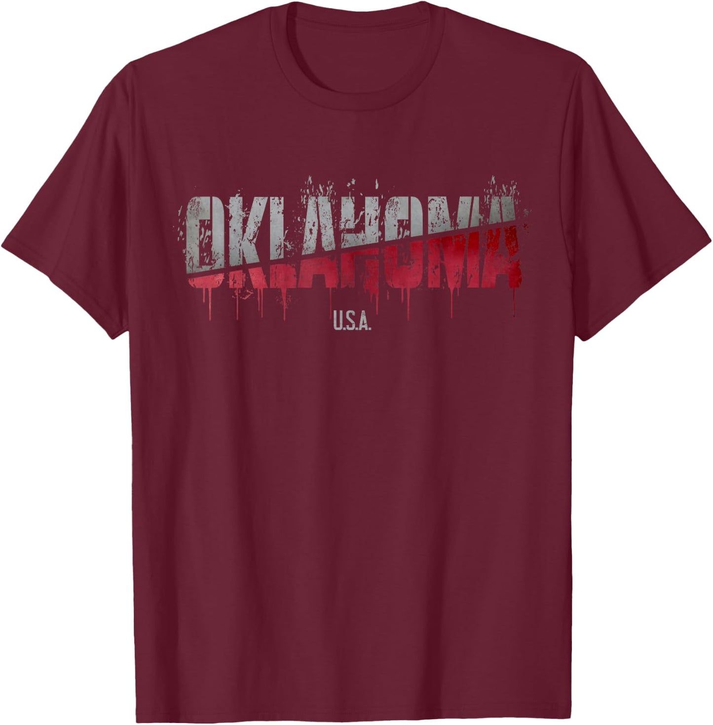 Distressed Oklahoma USA T-Shirt - T-Shirt | Maroon