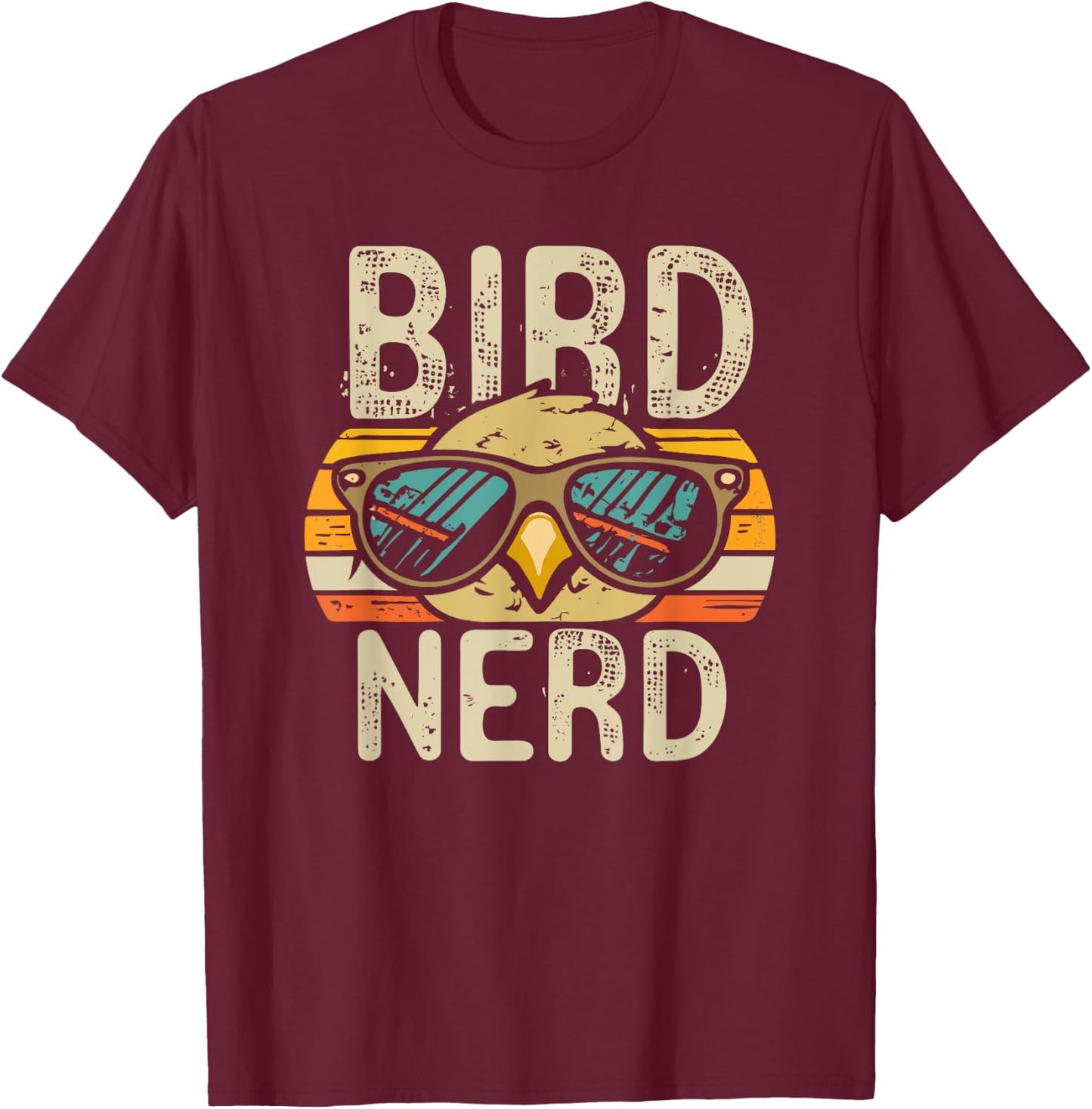 I heart Birds Funny Bird Nerd Vintage Retro Sunset Cute T-Shirt - T-Shirt | Maroon