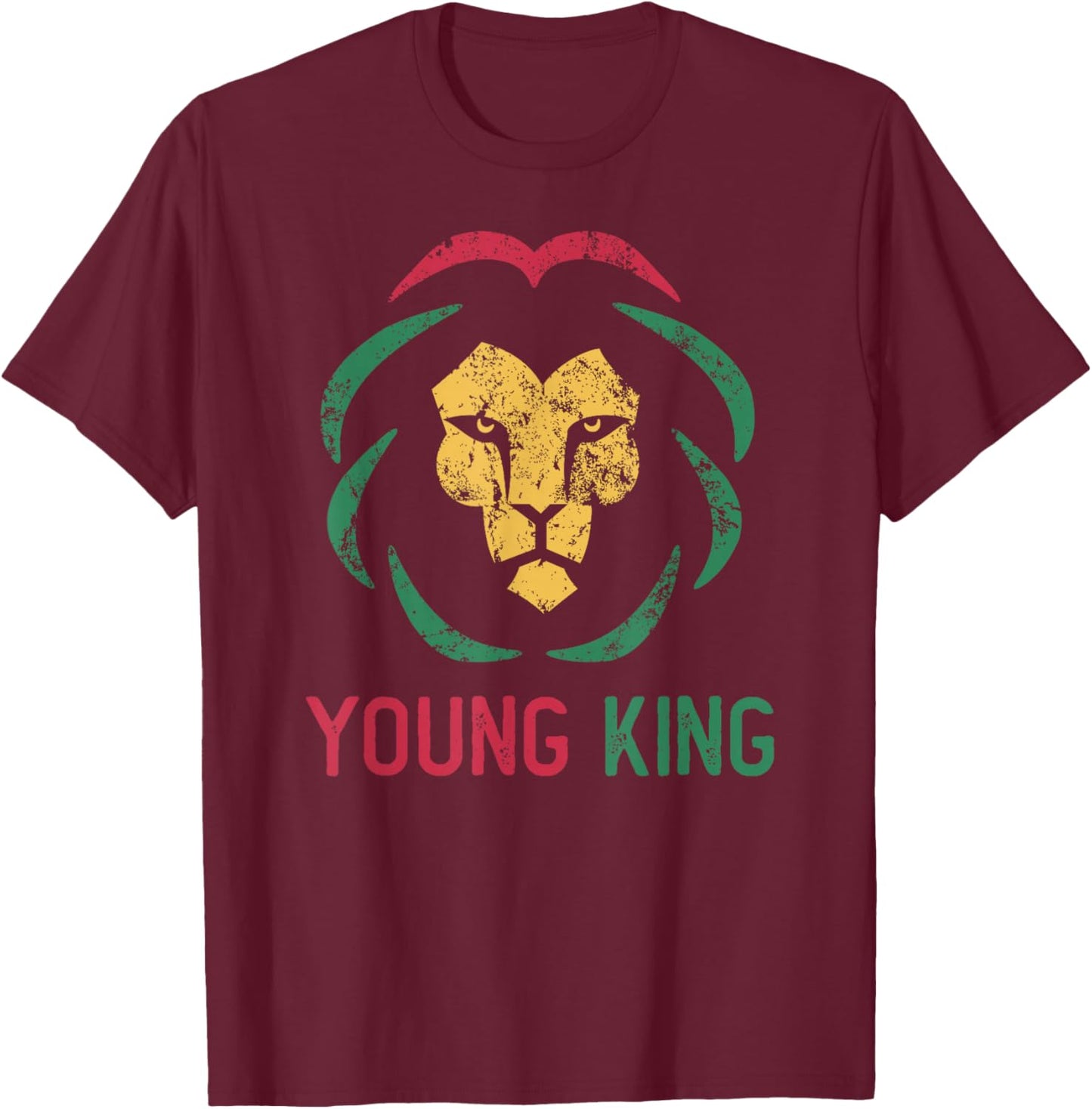 Young King African Lion Boy Black History Month African Boys T-Shirt - T-Shirt | Maroon