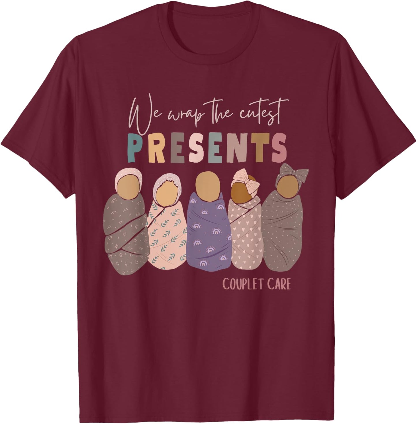 Couplet Care Nurse Christmas T-Shirt - T-Shirt | Maroon