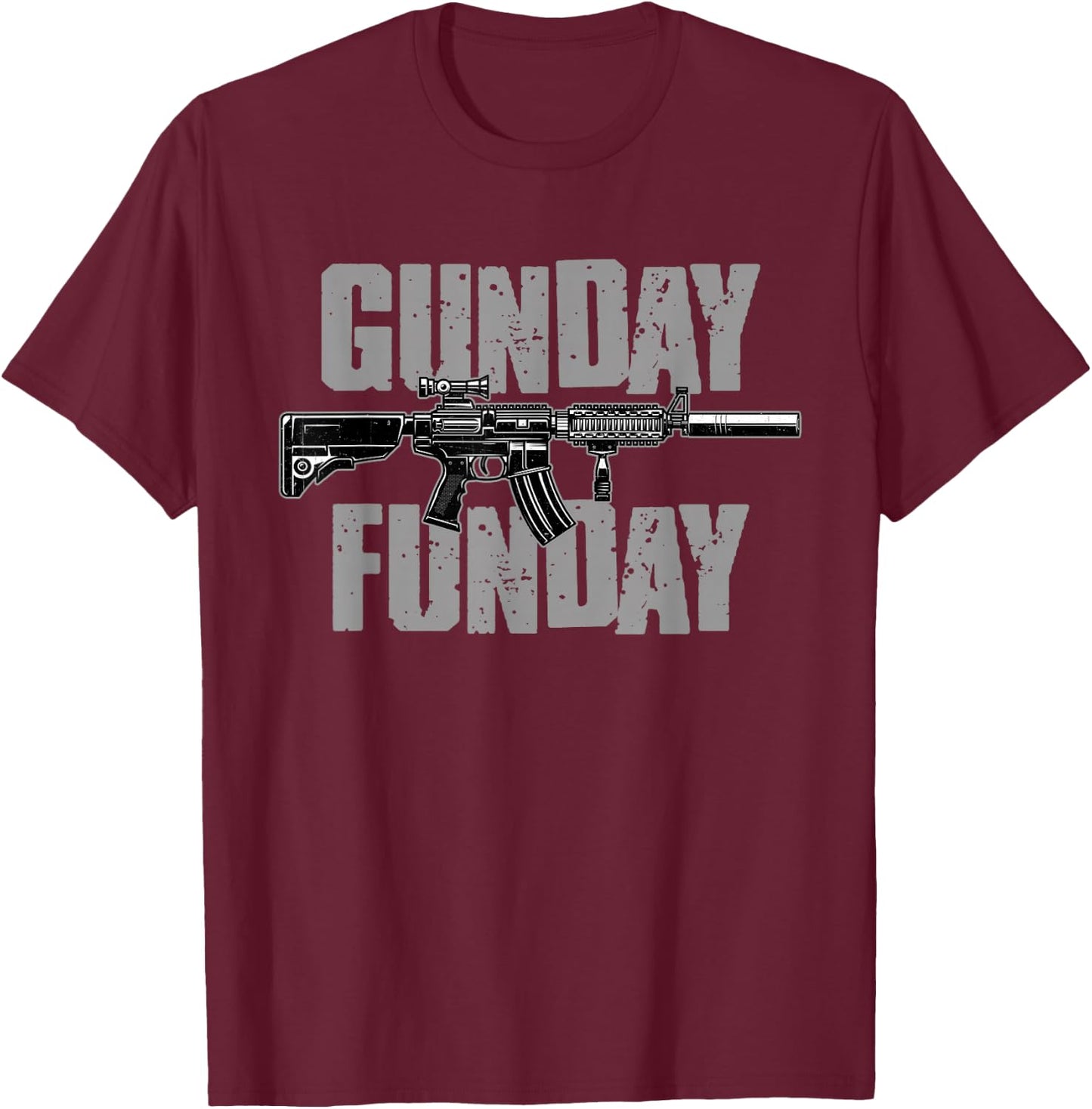 Gunday FUNDAY Funny Shooting Range Day Pro 2A Men T-Shirt - T-Shirt | Maroon