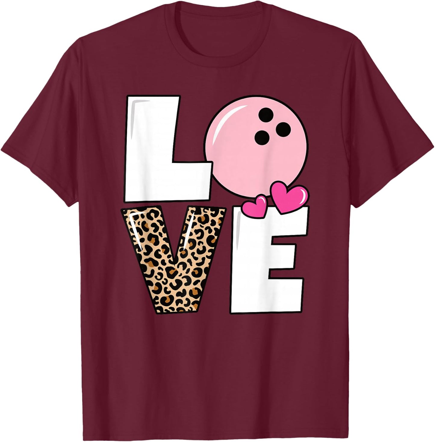 Cute Love Bowling Bowler Women Girls Bowling T-Shirt - T-Shirt | Maroon