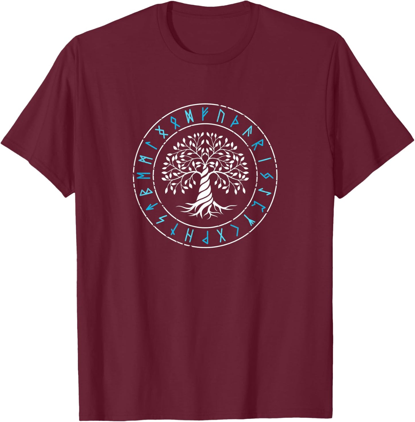 Yggdrasil Tree of Life Viking Runes Norse Mythology T-Shirt - T-Shirt | Maroon