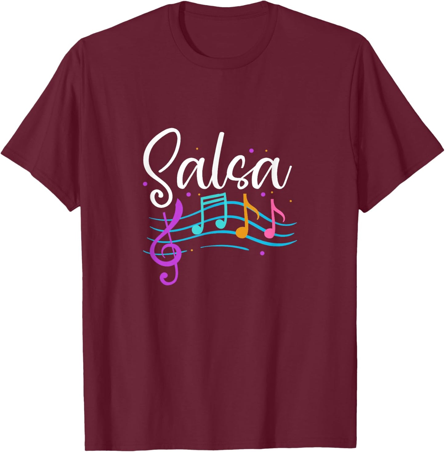 Salsa Musical Notes Latin Music Dance T-Shirt - T-Shirt | Maroon