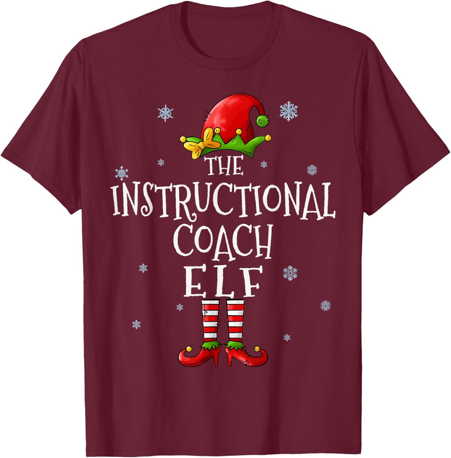 The Instructional Coach Elf Squad Funny Matching Christmas T-Shirt - T-Shirt | Maroon