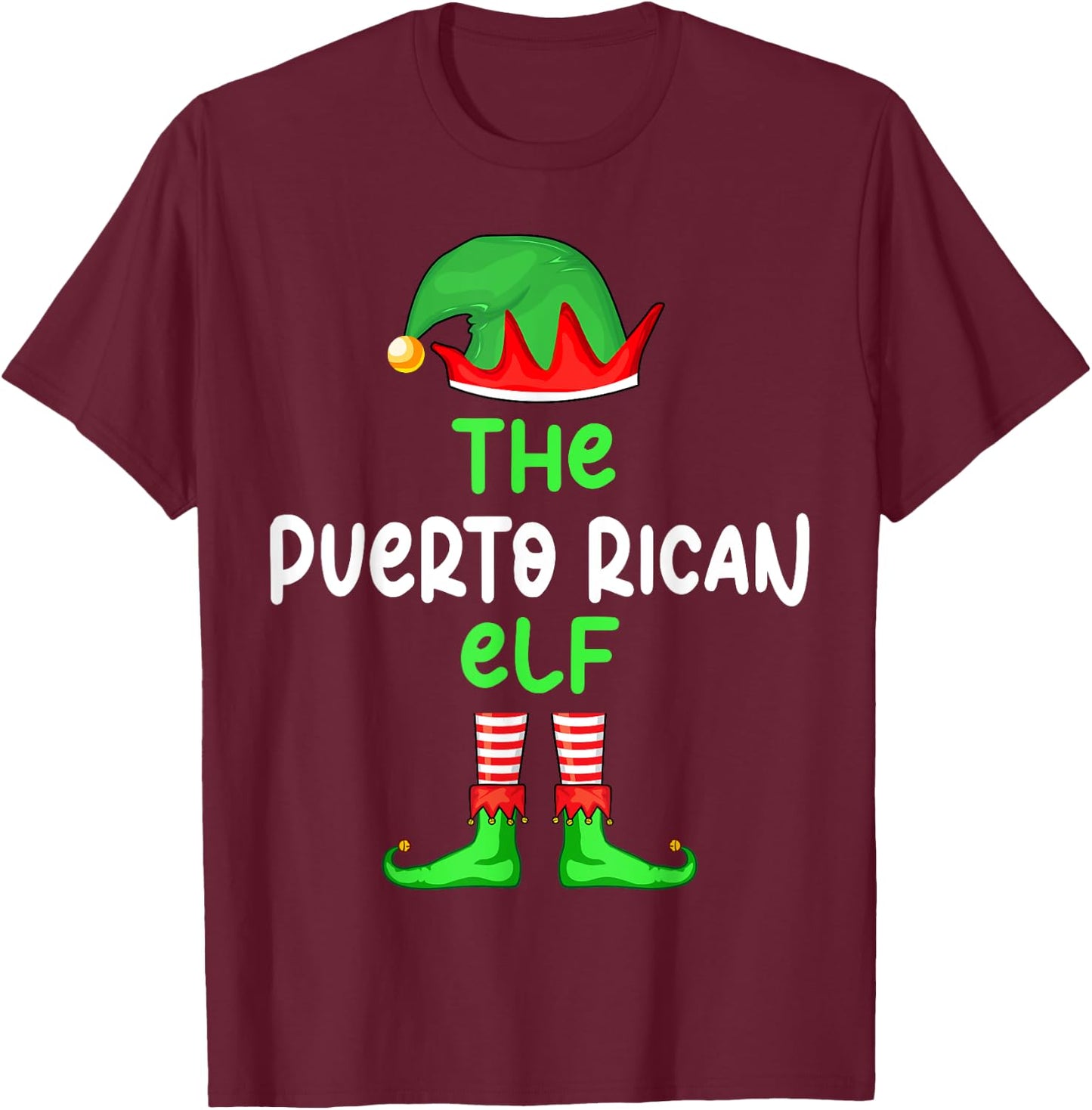 I'm The Puerto Rican Elf Puerto Rico Christmas Funny Pajama T-Shirt - T-Shirt | Maroon