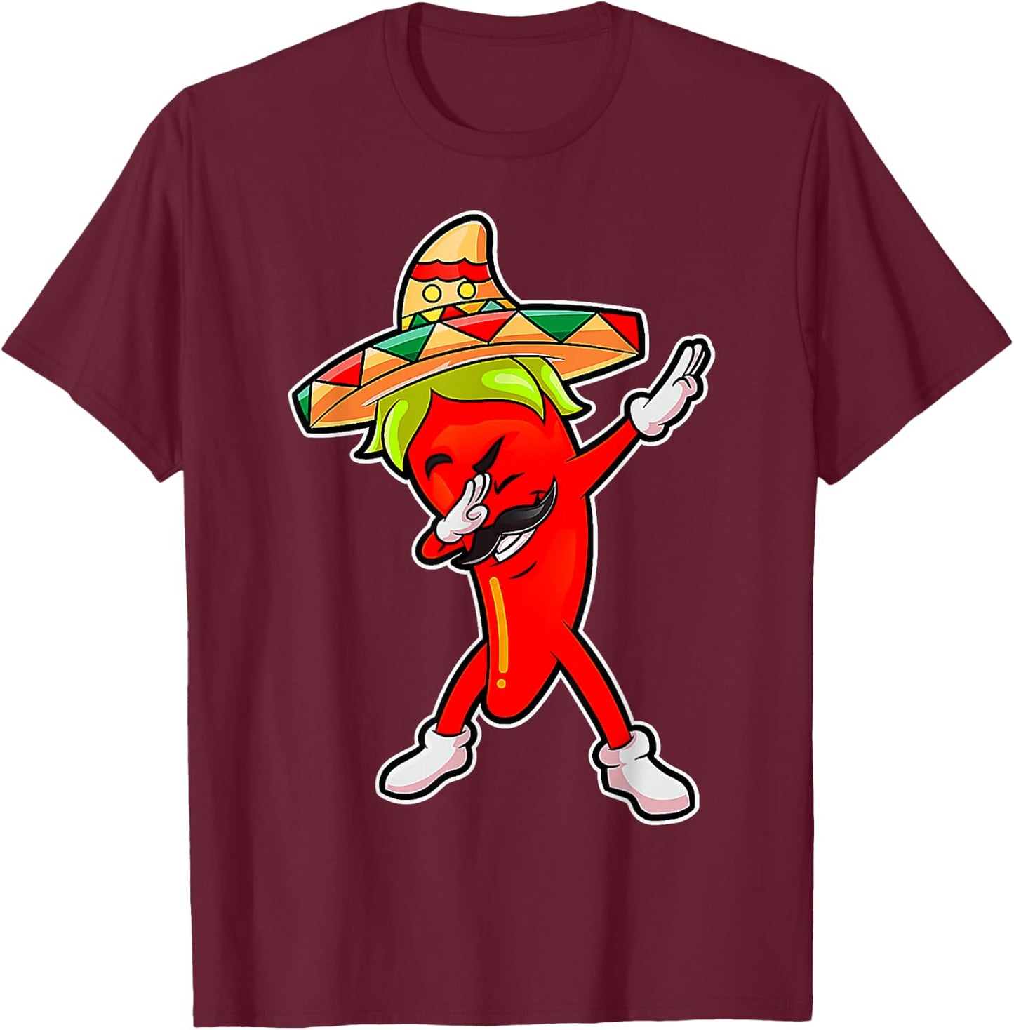 Gift Cute Chili Dabbing Pepper Mexican Hot Jalapeno Dab Gift T-Shirt - T-Shirt | Maroon