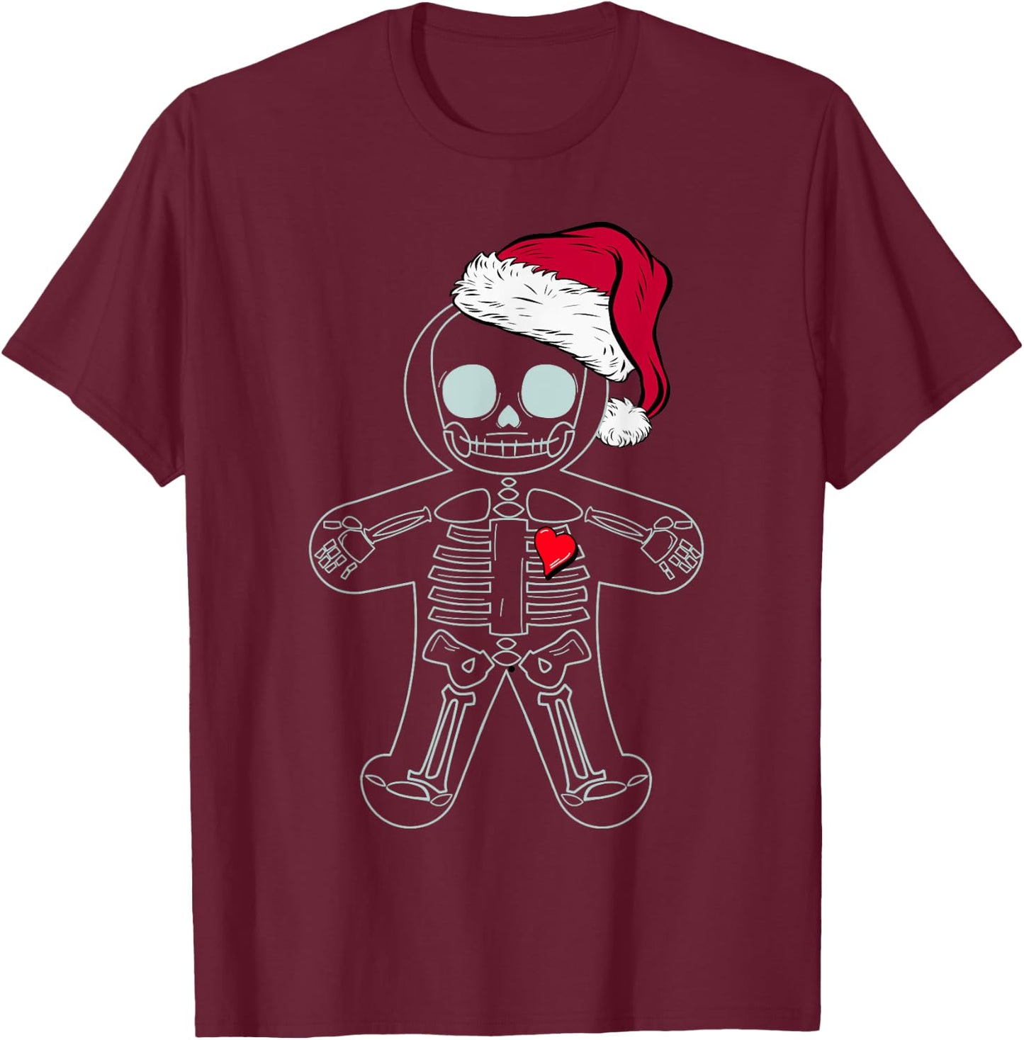 X-Ray Gingerbread Man Skeleton Christmas Nurse Xray Tech T-Shirt - T-Shirt | Maroon