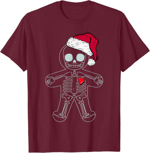 X-Ray Gingerbread Man Skeleton Christmas Nurse Xray Tech T-Shirt - T-Shirt | Maroon