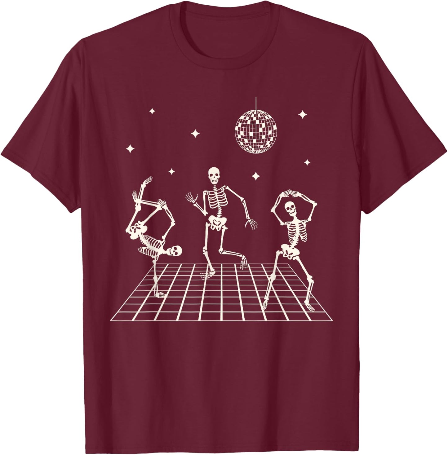 Skeletons Dancing at the Club with a disco ball Halloween T-Shirt - T-Shirt | Maroon