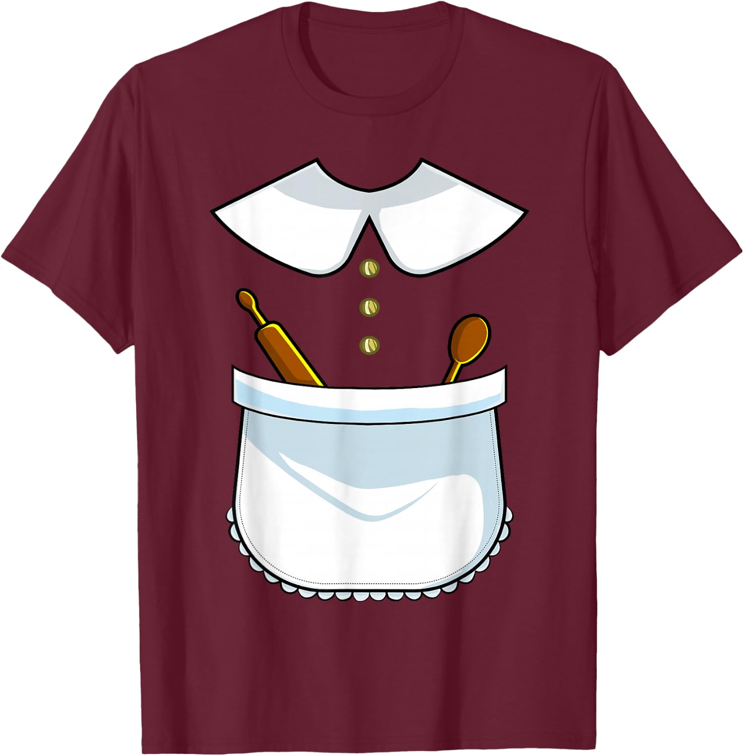 Pilgrim Costume Lady Thanksgiving Turkey Day Women Girls T-Shirt - T-Shirt | Maroon
