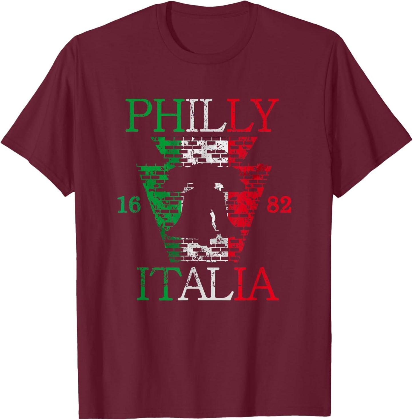 Philly Italian Flag Italia Liberty Bell South Philadelphia T-Shirt - T-Shirt | Maroon