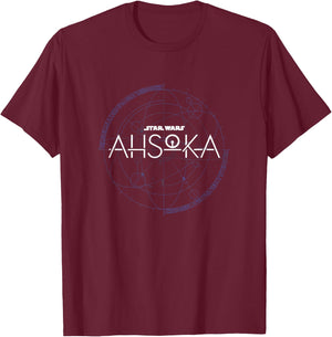 Star Wars: Ahsoka Series Official Stylized Logo Vintage T-Shirt - T-Shirt | Maroon