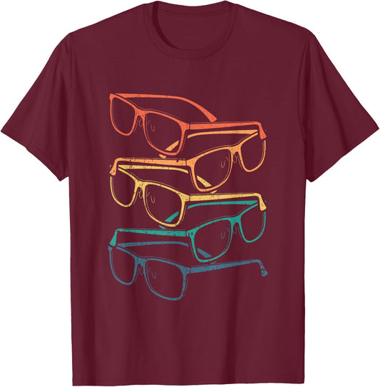Optician Optometrist Retro Vintage Glasses Eye Glass Doctor T-Shirt - T-Shirt | Maroon