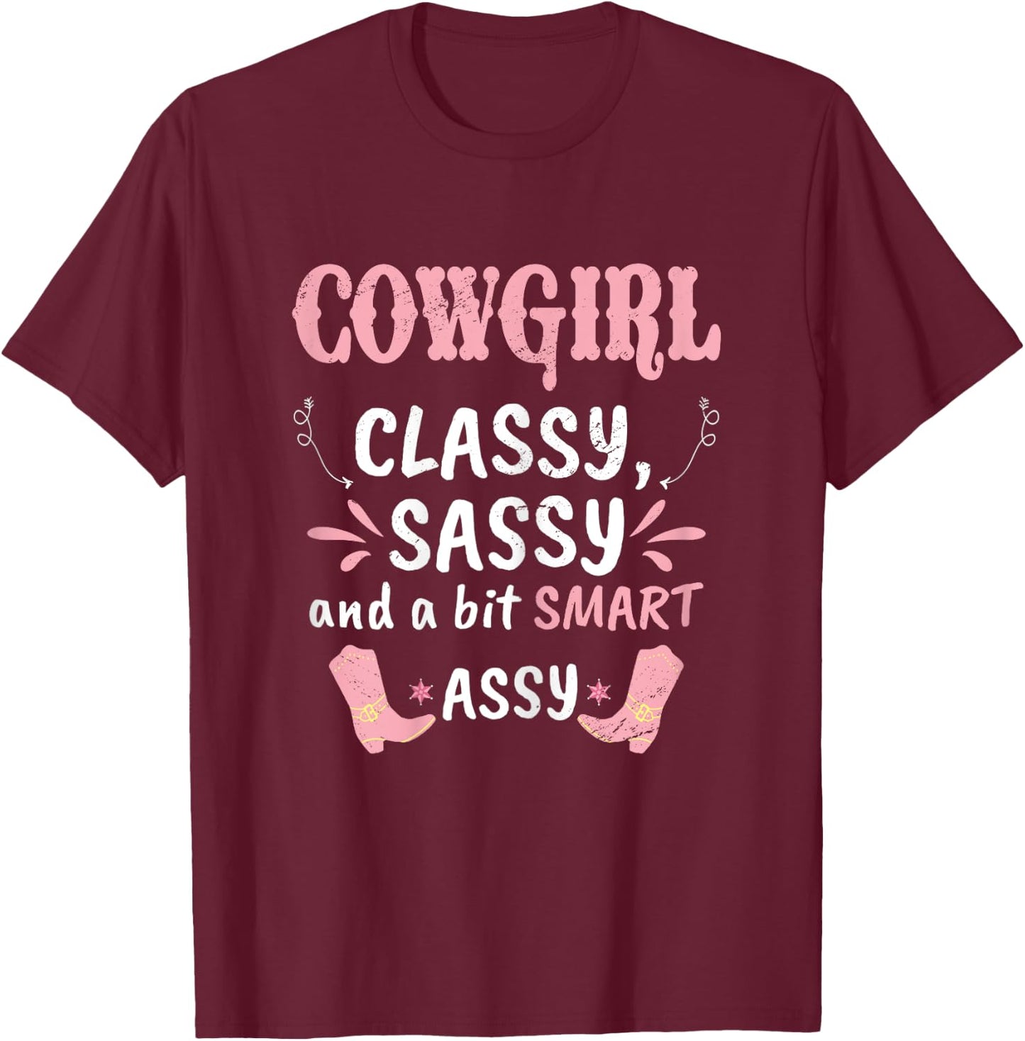 Funny Cowgirl Graphic Women Girls Cowgirl Western Rodeo T-Shirt - T-Shirt | Maroon