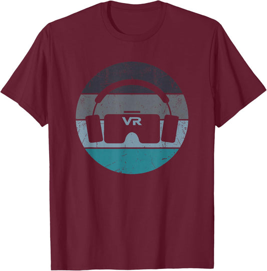 Funny VR Gamer Vintage Retro Video Games for Boys Men Gaming T-Shirt - T-Shirt | Maroon