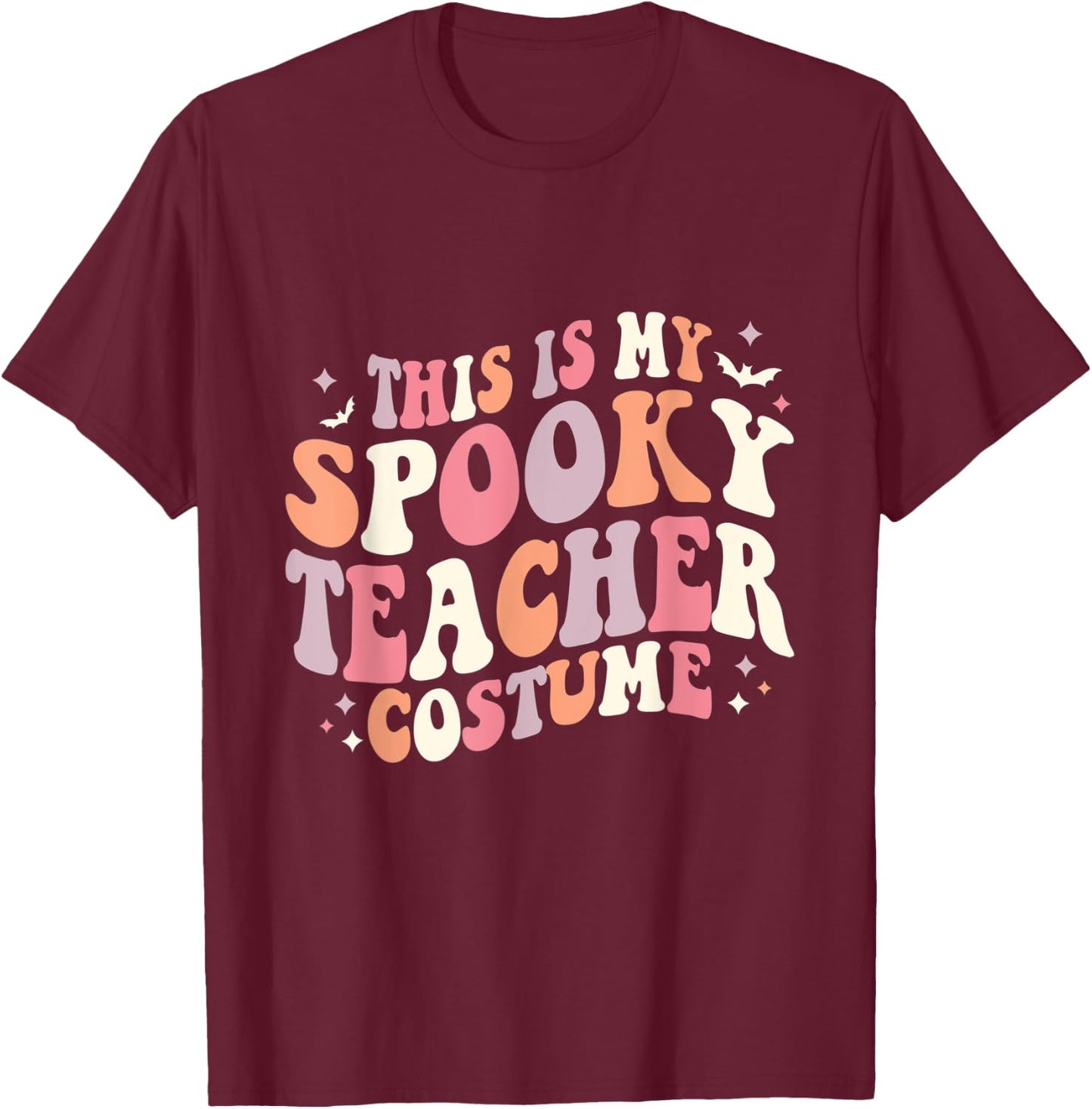 Retro Halloween This is my Spooky School Teacher Costume T-Shirt - T-Shirt | Maroon