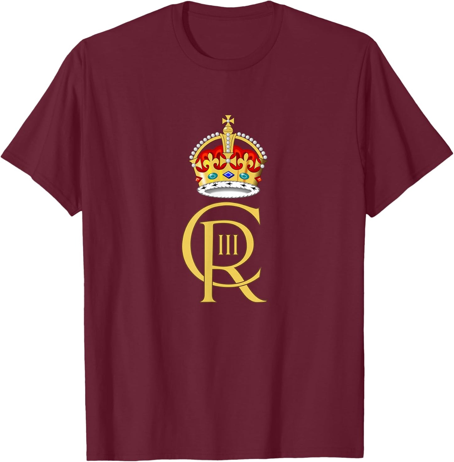 Royal Cypher for King Charles III T-Shirt - T-Shirt | Maroon
