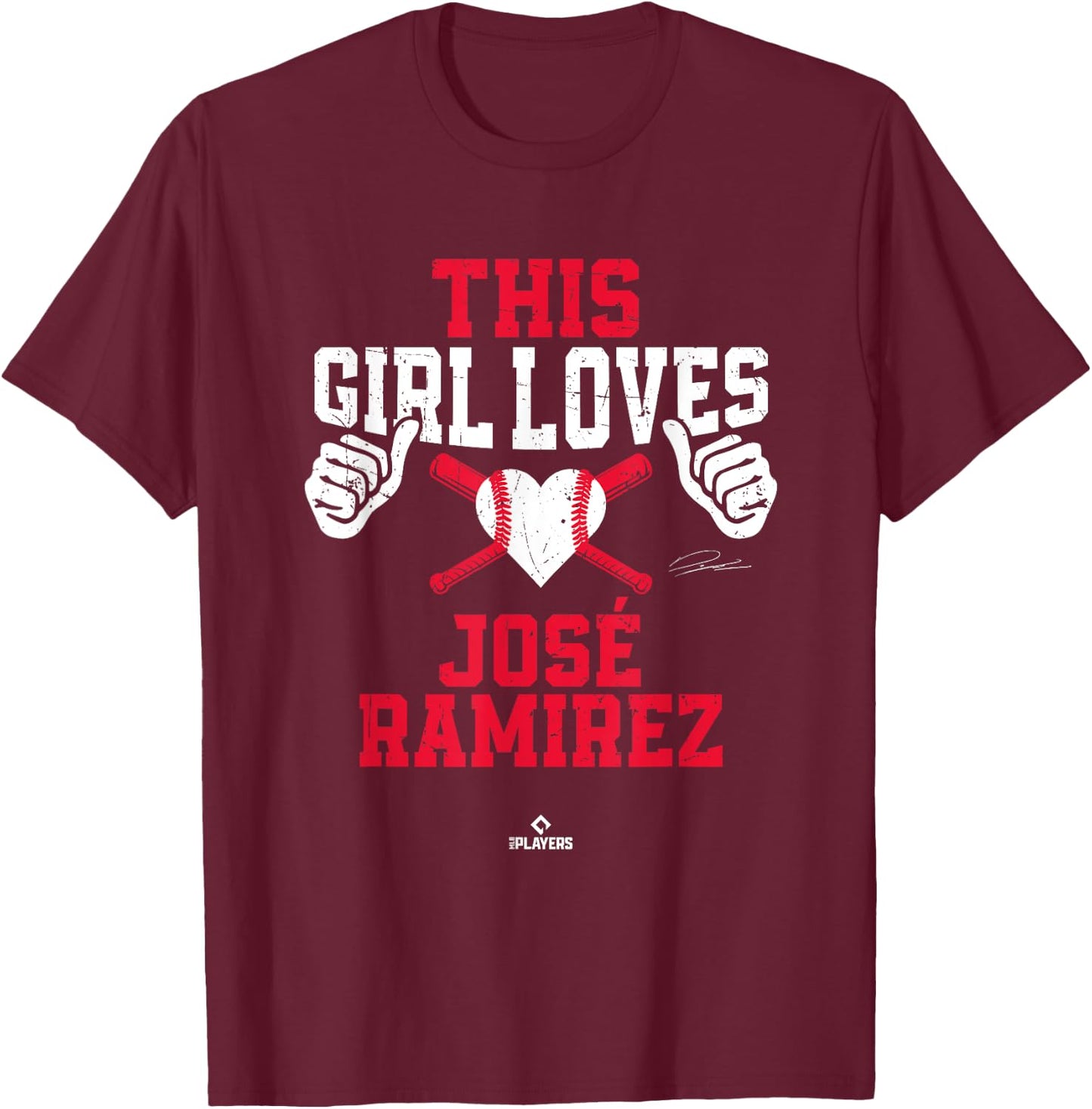 This Girl Loves Jose Ramirez Jose Ramirez Cleveland MLBPA T-Shirt - T-Shirt | Maroon