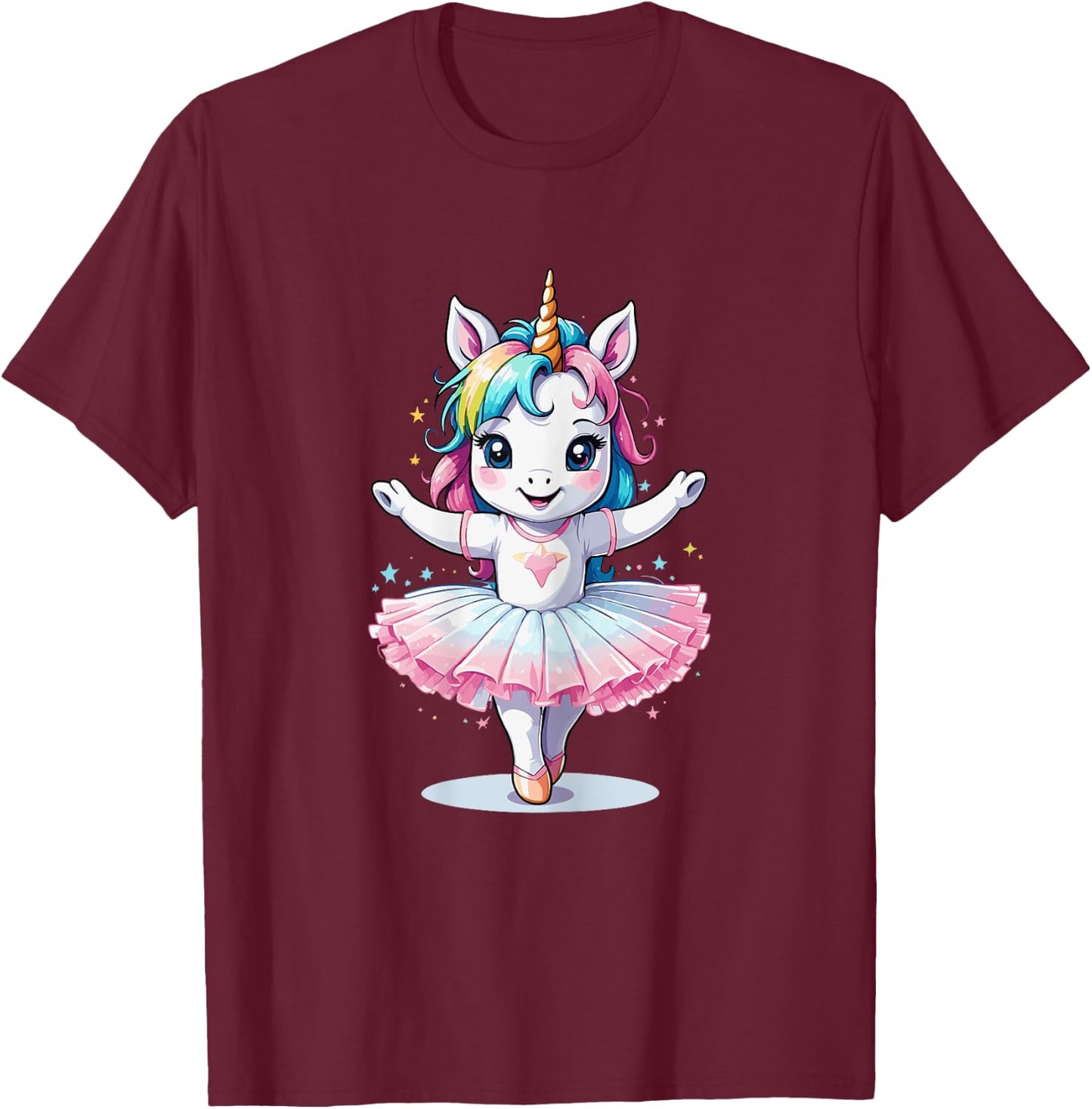 Cute Unique & Modern Unicorn Ballet & Ballerina T-Shirt - T-Shirt | Maroon