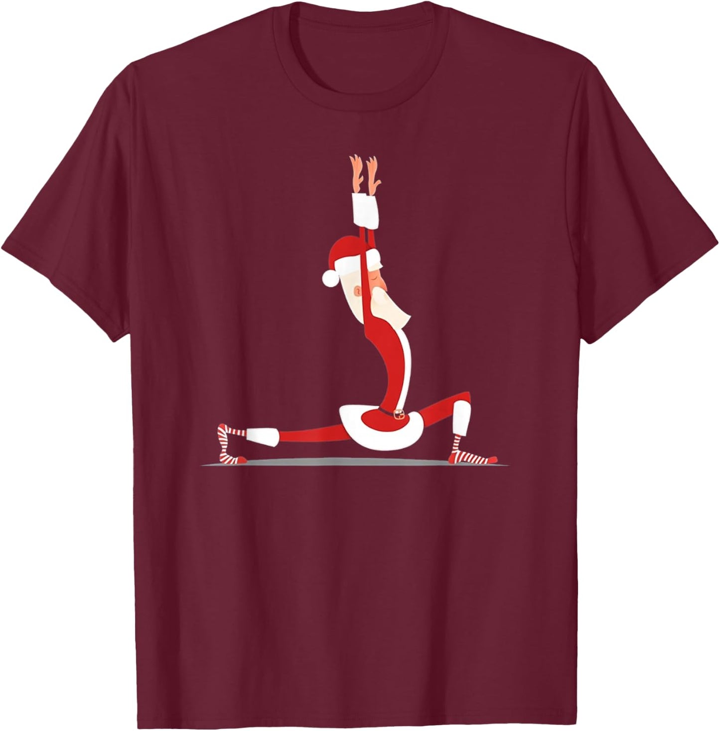 Yoga Christmas Santa Pose Funny Christmas Lovers Costume T-Shirt - T-Shirt | Maroon