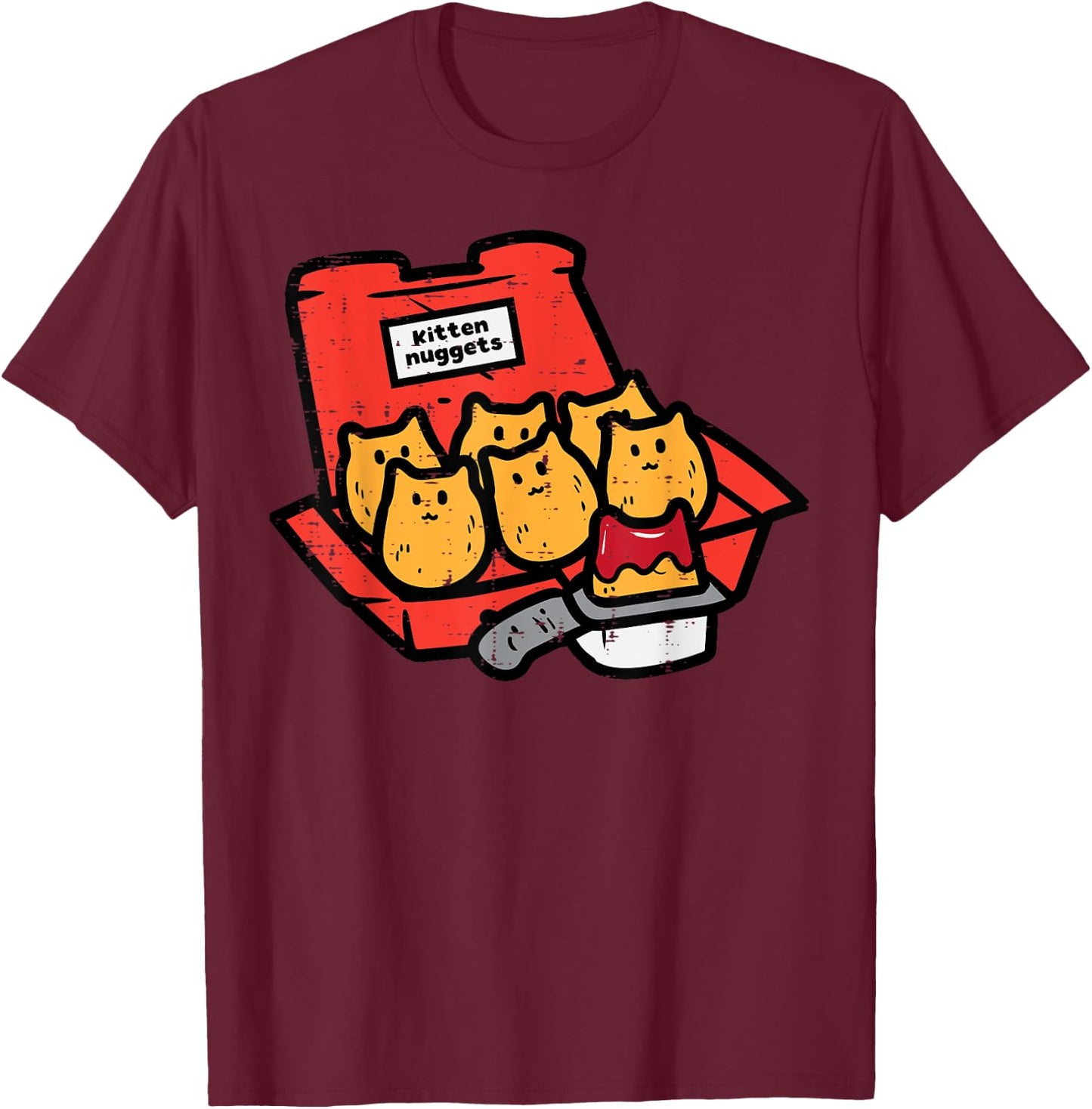 Kitten Nuggets Cute Fast Food Cat Food Lover Girls Boys Kids T-Shirt - T-Shirt | Maroon