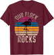 Our Flock Rocks Retro Vintage Flamingo Mothers Day Family T-Shirt - T-Shirt | Maroon